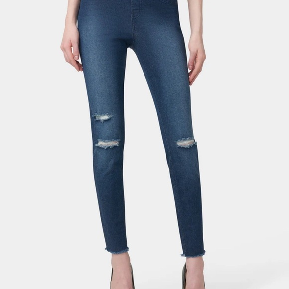 Ripped Knee Denim Leggings - Picture 1 of 13